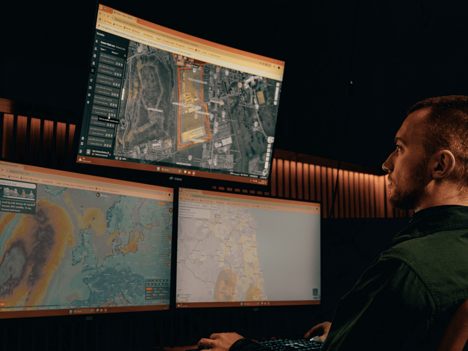 Our BVLOS control room for live SORA exercises and dock-launched simulations.