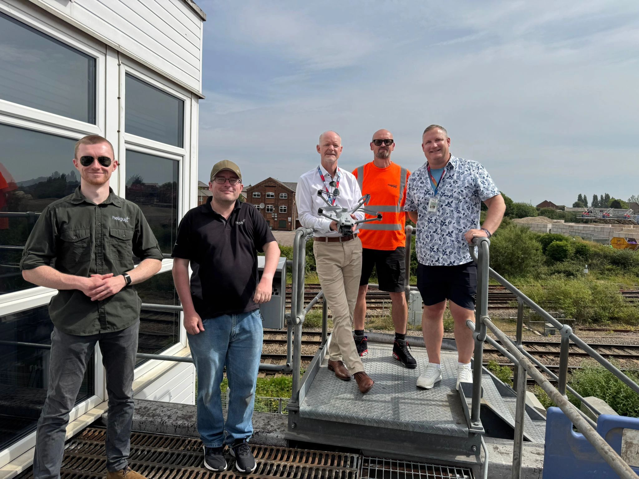 heliguy and Network Rail teams together at the demonstration site above live tracks